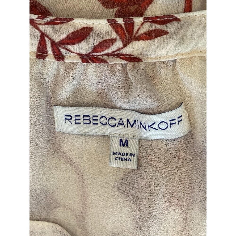 Rebecca Minkoff Sleeveless Blouson Drawstring Waist Cream Floral Dress Size M - Picture 5 of 6